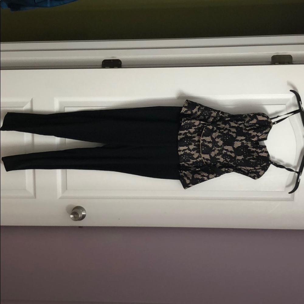 black and tan dressy jump suit